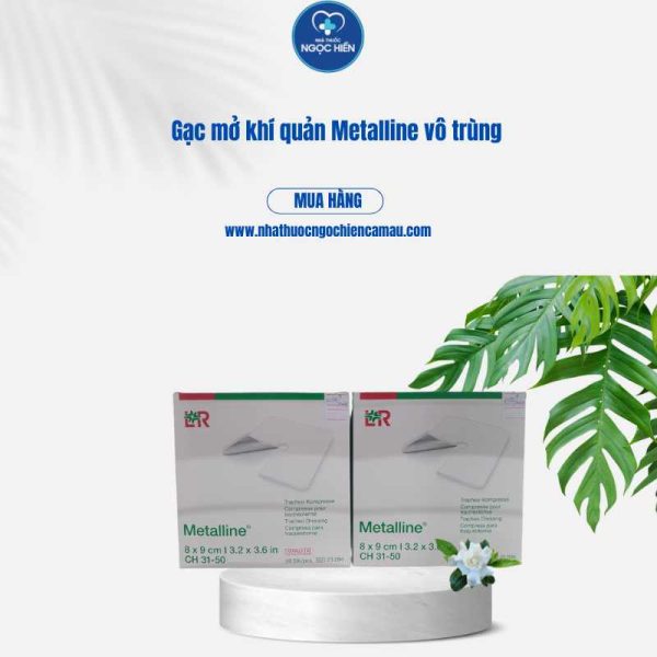 Gạc mở khí quản Metalline vô trùng 8cm x 9cm